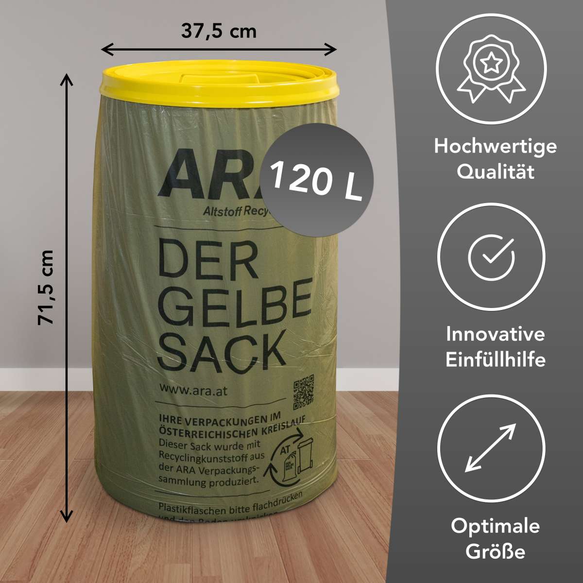 Sacktonne mit Deckel für gelben Sack, Müllsackständer, Wertstoffbehälter