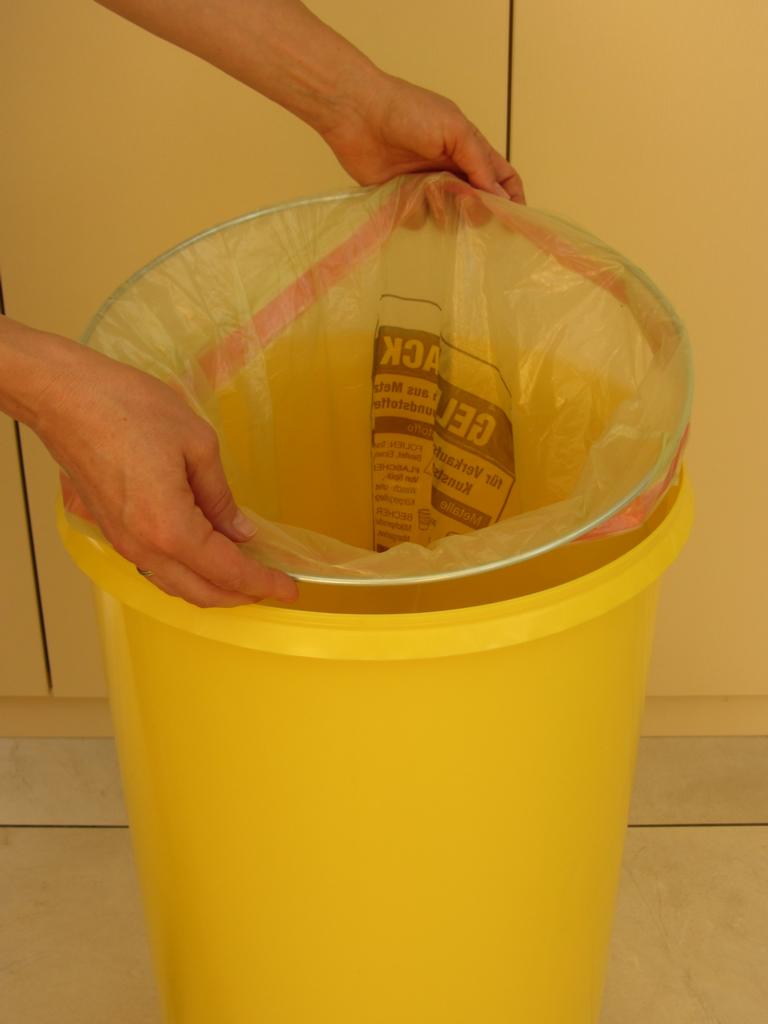 Gelber Sack Ständer gelb mit Deckel rot Müllständer Mülleimer  60 L 