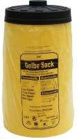 Sacktonne gelb für gelben Sack mit schwarzem Deckel - clevere Einfüllhilfe - Sack reißt nicht mehr